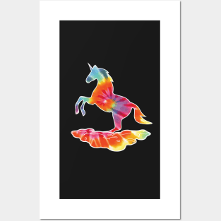 Retro Tie Dye Rainbow Unicorn - I love Unicorns! Posters and Art